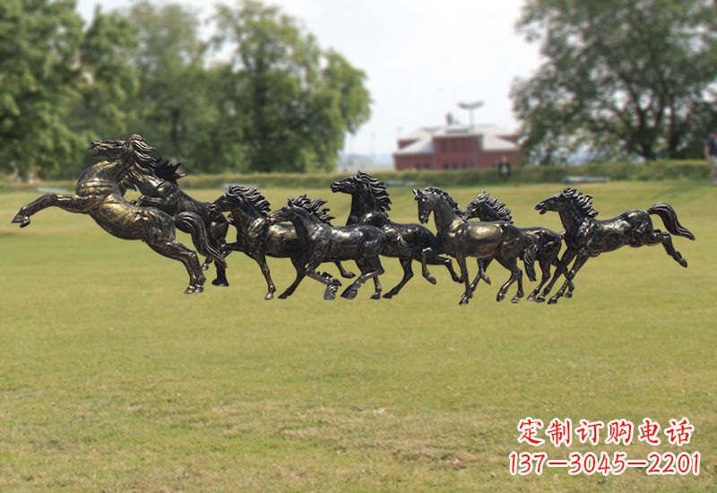 唐山八骏图八匹马群铜雕