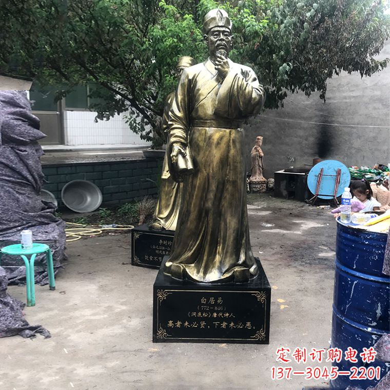 唐山白居易仿铜雕像经典中国古代诗人的艺术再现