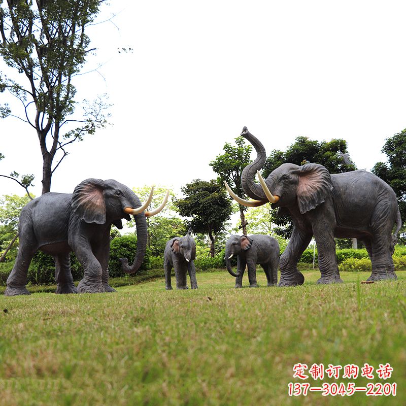 唐山玻璃钢大象仿真大象雕塑-公园景区园林装饰动物摆件