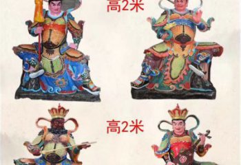 唐山玻璃钢彩绘四大天王雕塑宏伟壮观的艺术珍品