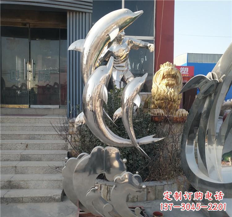 唐山不锈钢海豚雕塑——精美外观,传递环保理念
