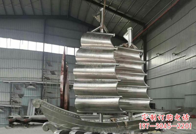 唐山不锈钢帆船雕塑美丽的海洋艺术