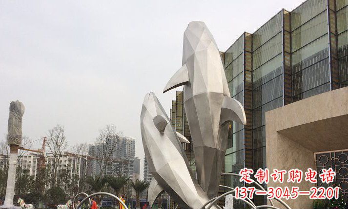 唐山不锈钢海豚喷泉雕塑精美的海洋之美