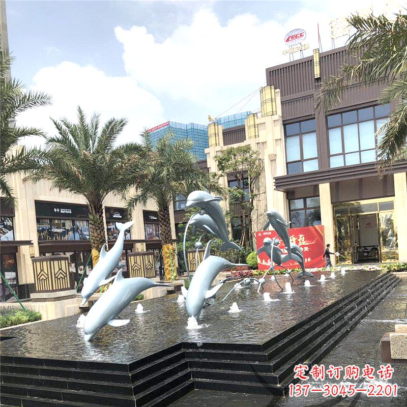 唐山精美海豚喷泉,点缀城市企业街道