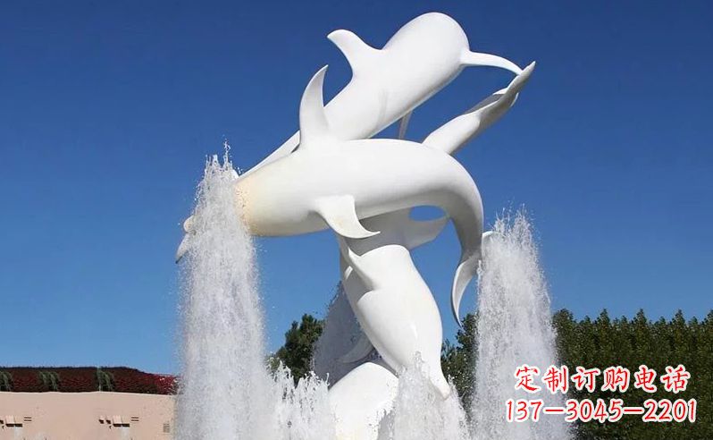 唐山不锈钢海豚喷泉雕塑传递海豚的美丽