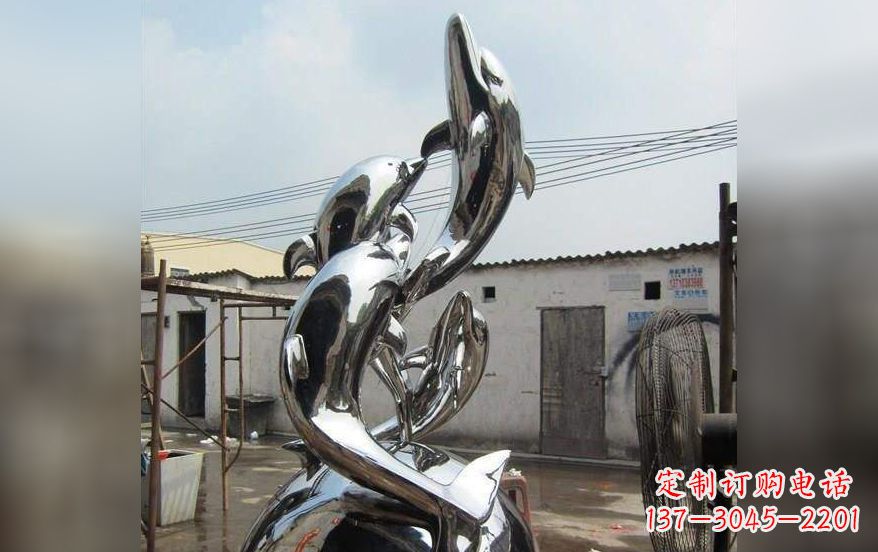 唐山海豚之美——不锈钢海豚雕塑