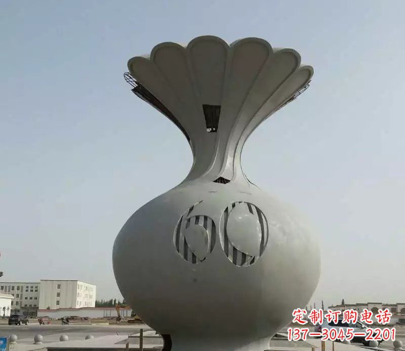 唐山精美不锈钢花篮雕塑
