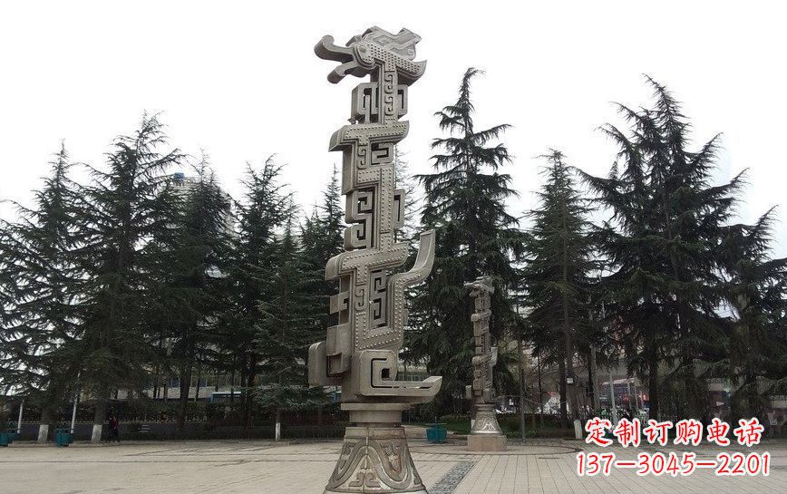 唐山不锈钢龙柱雕塑引领公共景观