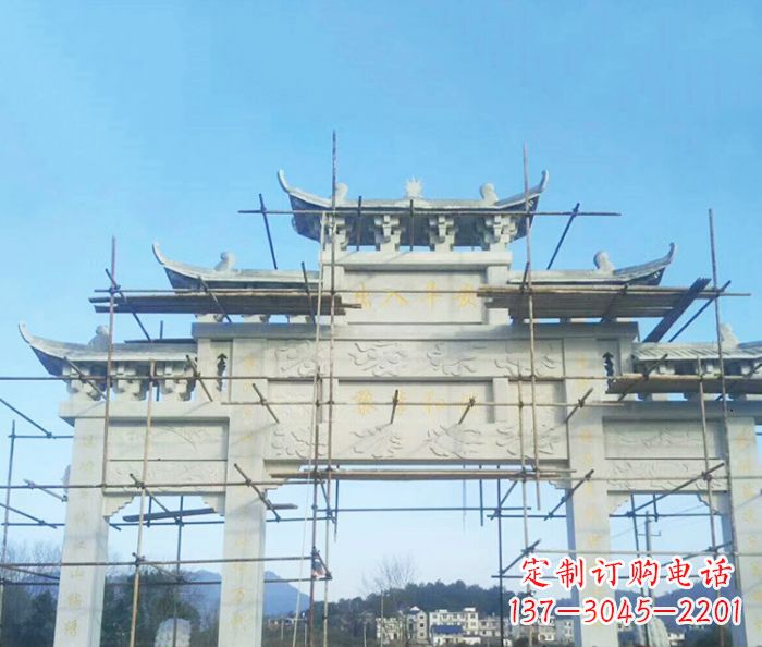 唐山大理石三门牌坊雕塑