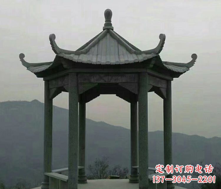 唐山考究工艺,奢华大理石六角凉亭雕塑