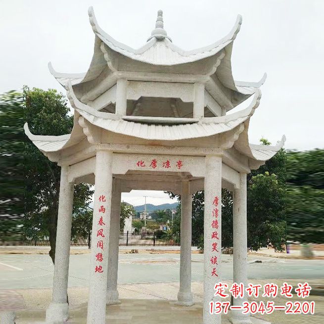 唐山大理石凉亭双层雕塑