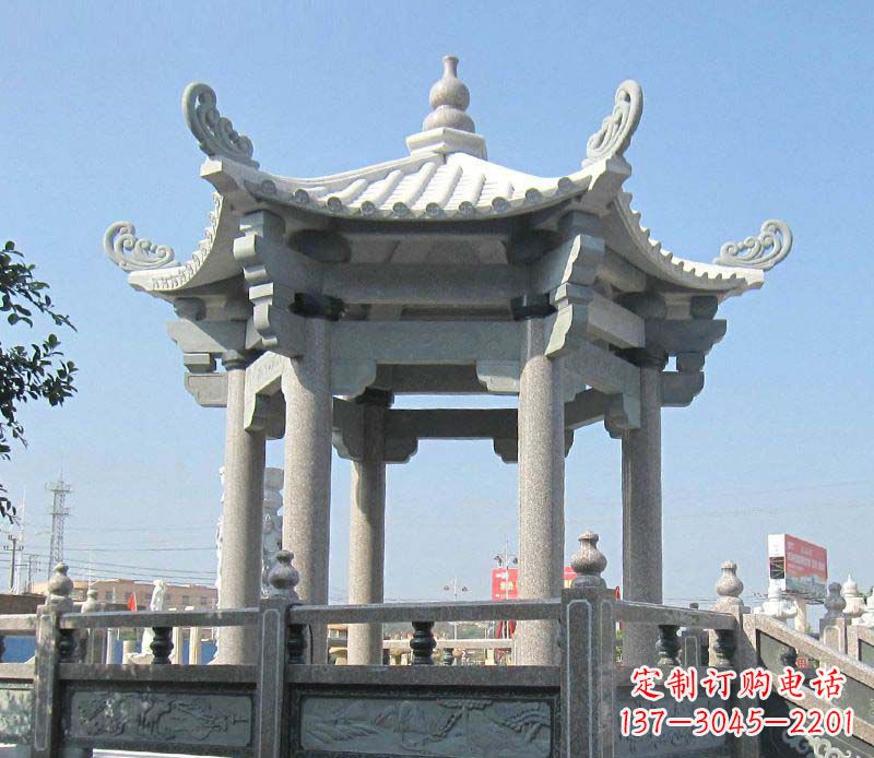 唐山大理石六角凉亭石雕,为您的家园带来浪漫情怀