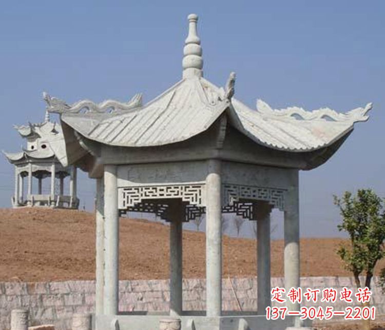 唐山精美大理石六角凉亭石雕