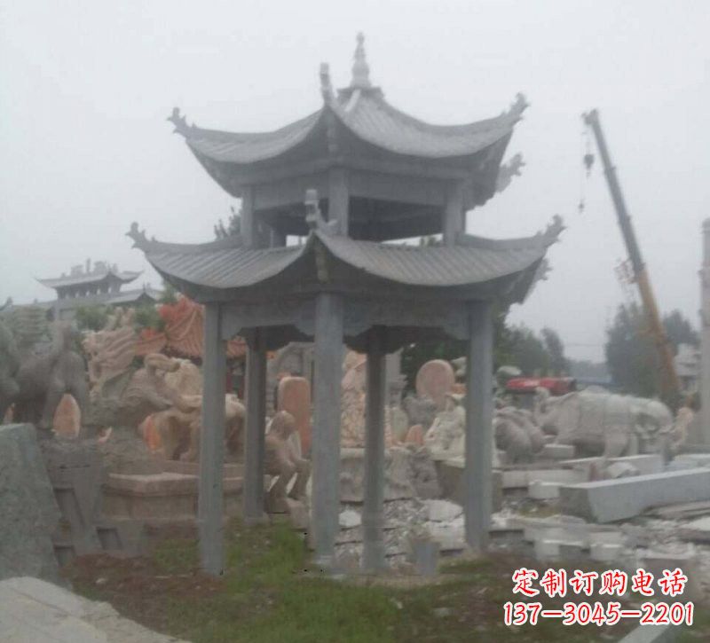 唐山大理石六角凉亭石雕,精美绝伦