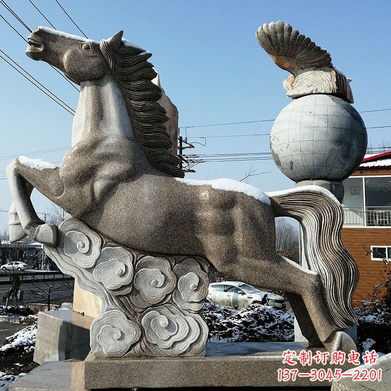 唐山大理石马踏祥云雕塑