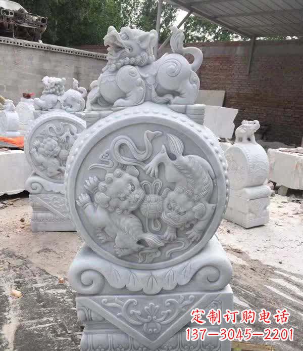 唐山大理石狮子抱鼓石雕塑