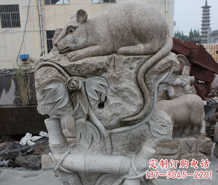 唐山大理石生肖鼠石雕