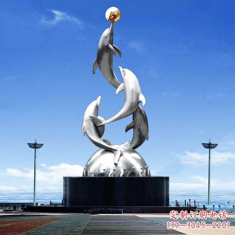 唐山引领潮流的不锈钢海豚雕塑