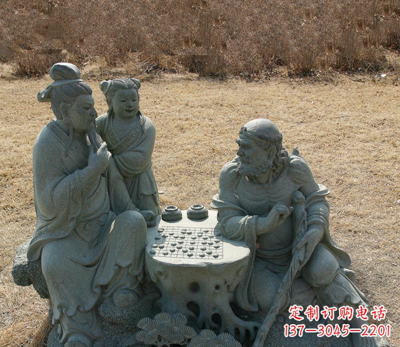 唐山公园八仙下棋小品铜雕