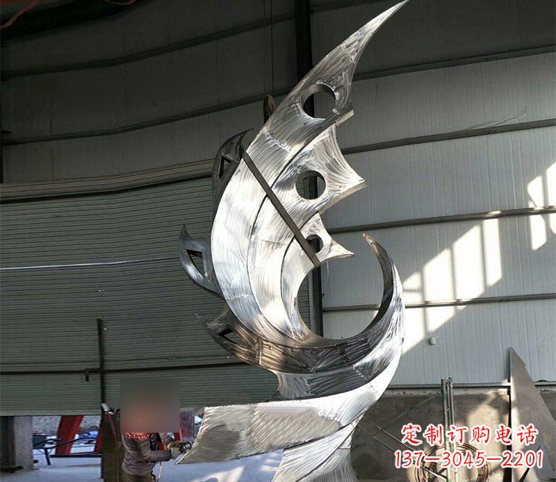 唐山公园不锈钢抽象凤凰景观雕塑 (3)