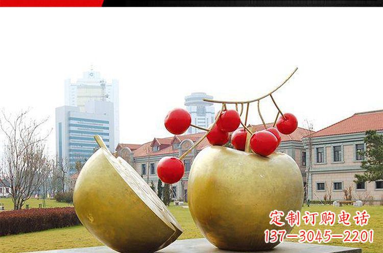 唐山公园不锈钢苹果樱桃雕塑
