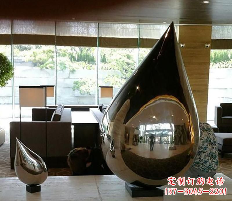 唐山公园不锈钢水滴球景观雕塑