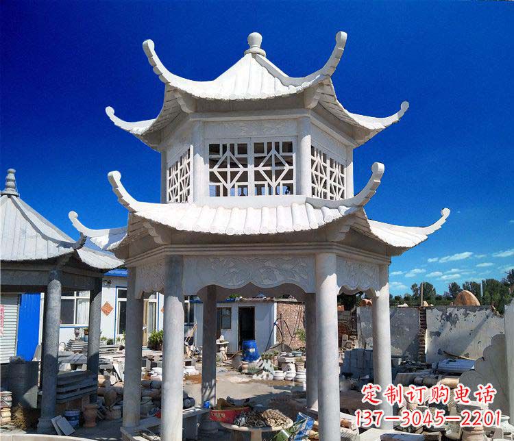 唐山大理石双层凉亭雕塑