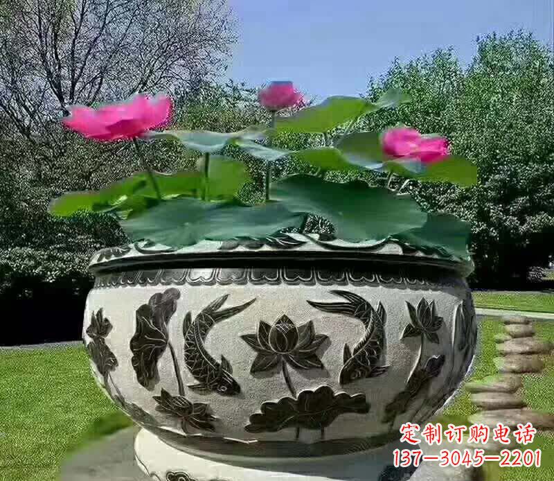 唐山唯美鲤鱼水缸雕塑