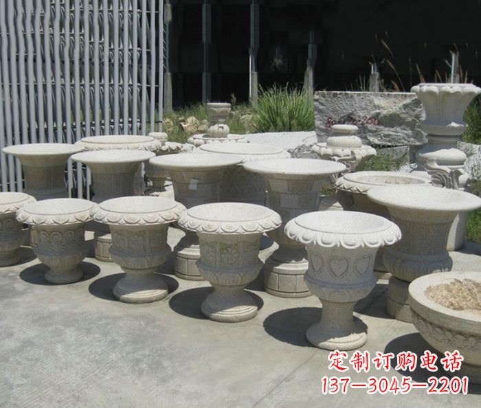 唐山大理石花盆石雕艺术品