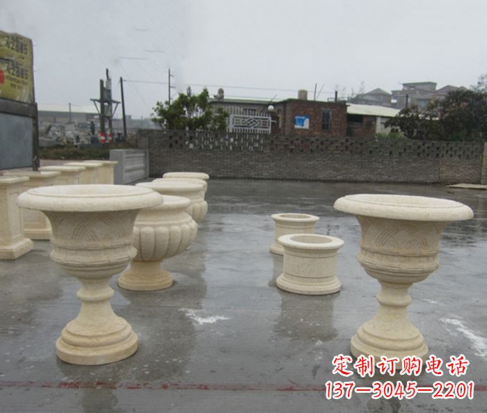 唐山完美绽放——大理石花盆石雕