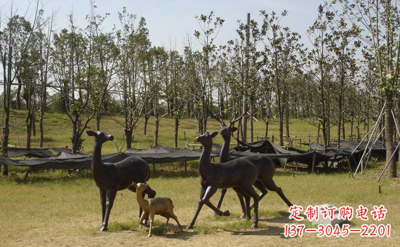 唐山公园梅花鹿动物铜雕 (4)