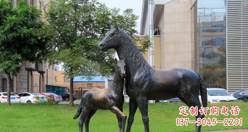 唐山优质实木母子马铜雕