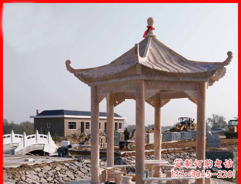 唐山红六角石凉亭雕塑