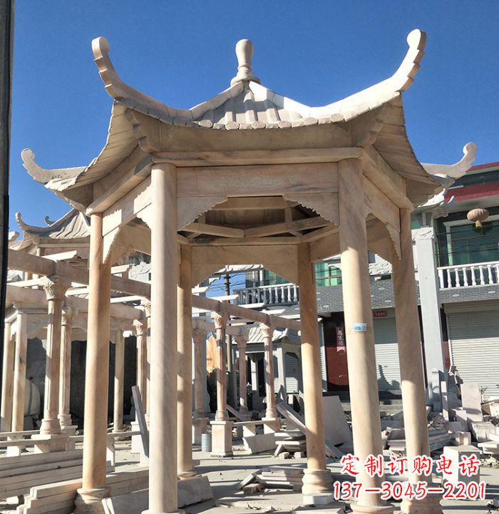 唐山公园晚霞红凉亭雕塑