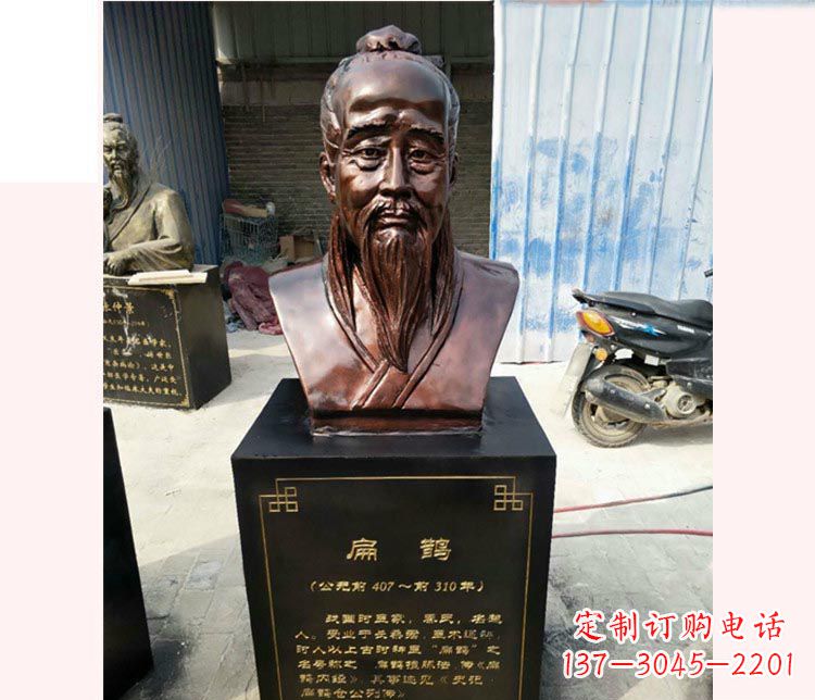 唐山古代名医扁鹊胸像铜雕