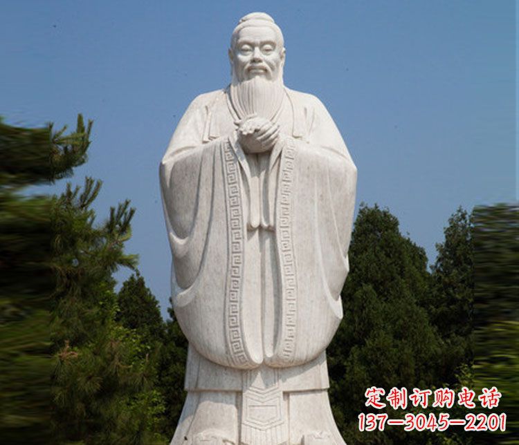 唐山汉白玉孔子校园古代名人石雕