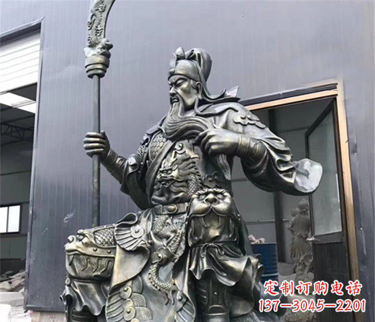 唐山拿刀的武财神关公铜雕