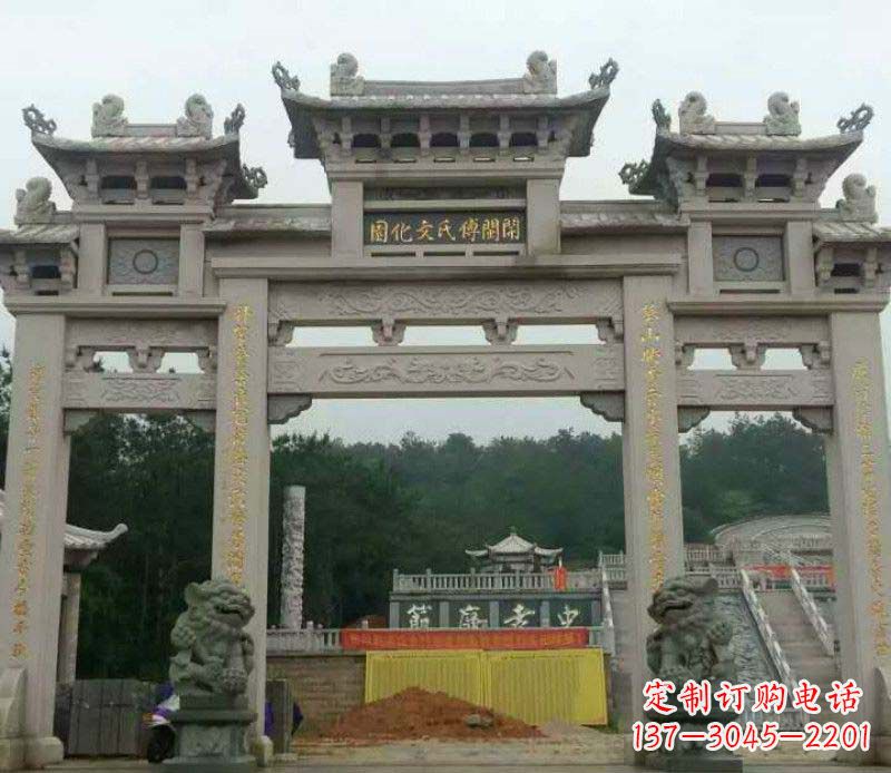 唐山三门大理石牌坊石雕