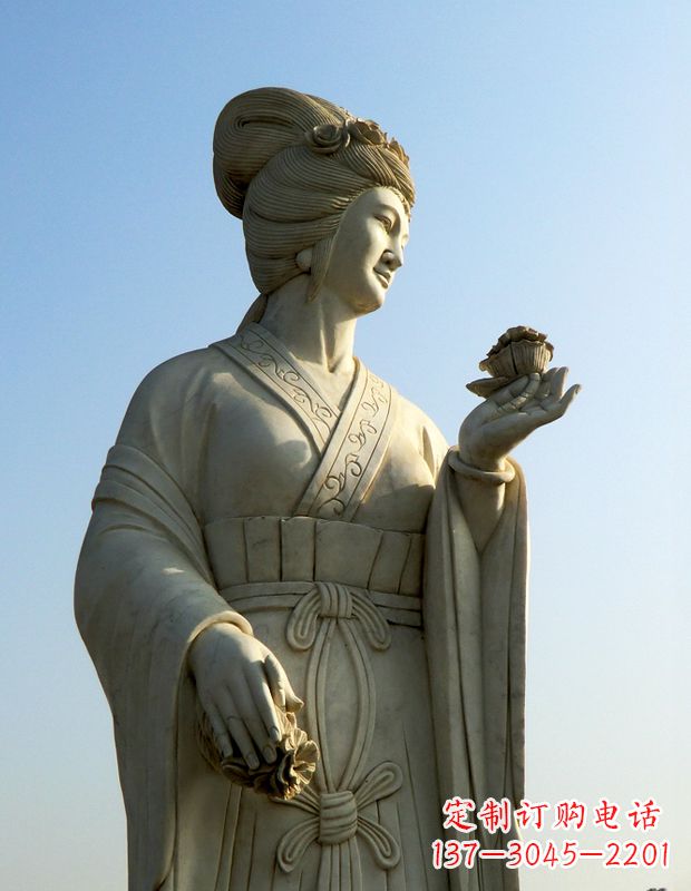 唐山十二花神之十月芙蓉花花蕊夫人汉白玉古代美女雕像