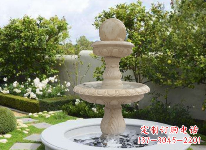 唐山双层风水球喷泉别墅石雕