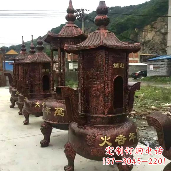 唐山寺庙铜香炉雕塑