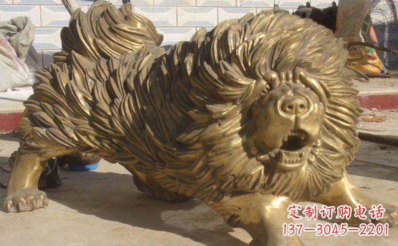 唐山松狮犬动物铜雕