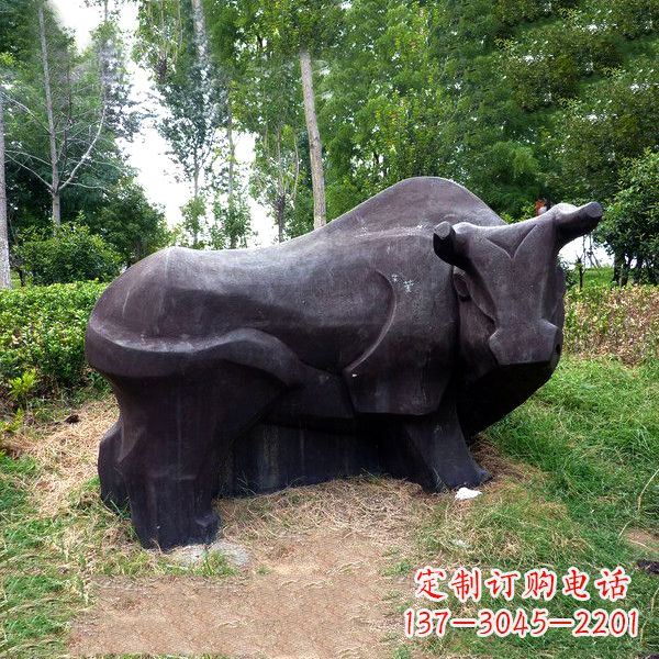 唐山铜雕抽象牛-公园草坪水牛雕塑