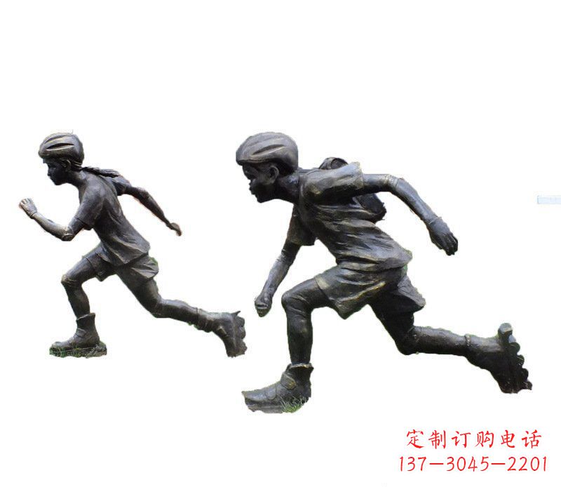 唐山铜雕民俗溜冰儿童摆件