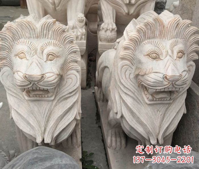 唐山晚霞红欧式狮子石雕 (2)