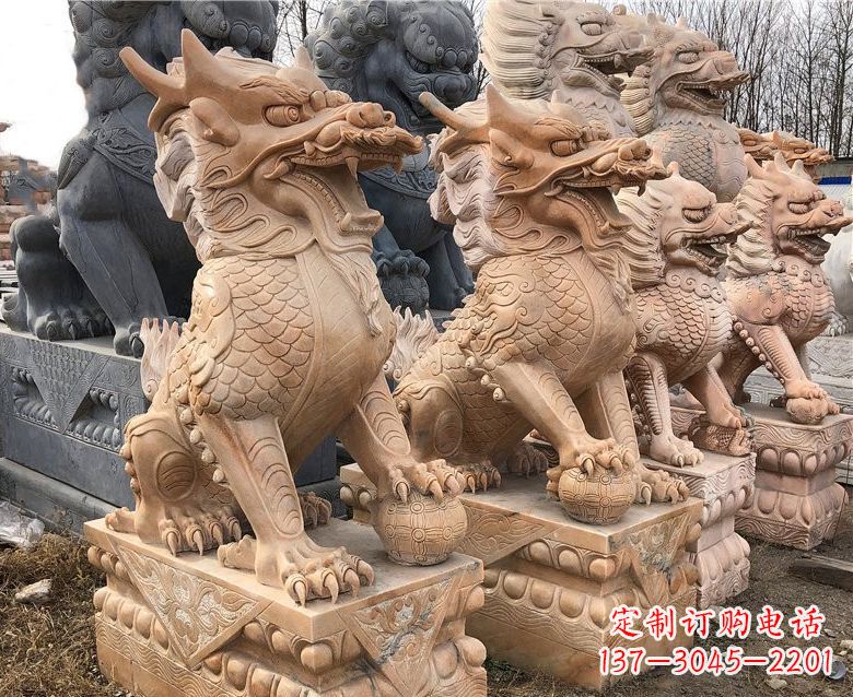 唐山晚霞红麒麟石雕 (2)
