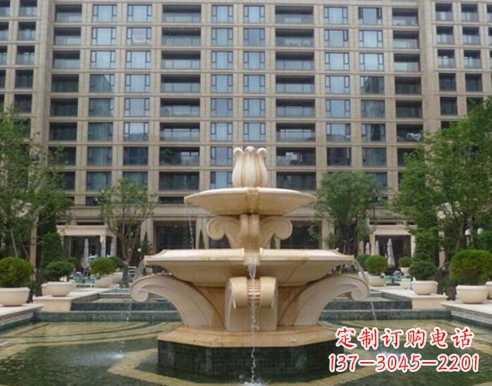 唐山小区景观晚霞红喷泉石雕 (2)