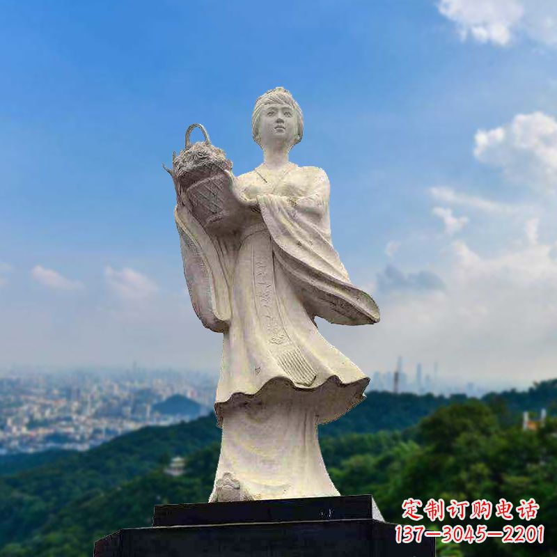 唐山虞姬景观石雕像-景区园林古代美女雕塑