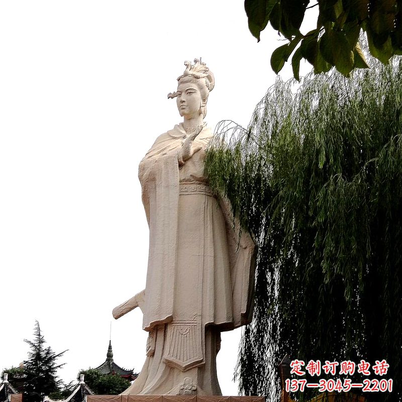 唐山虞姬砂岩石雕-景区园林古代人物著名美女雕像