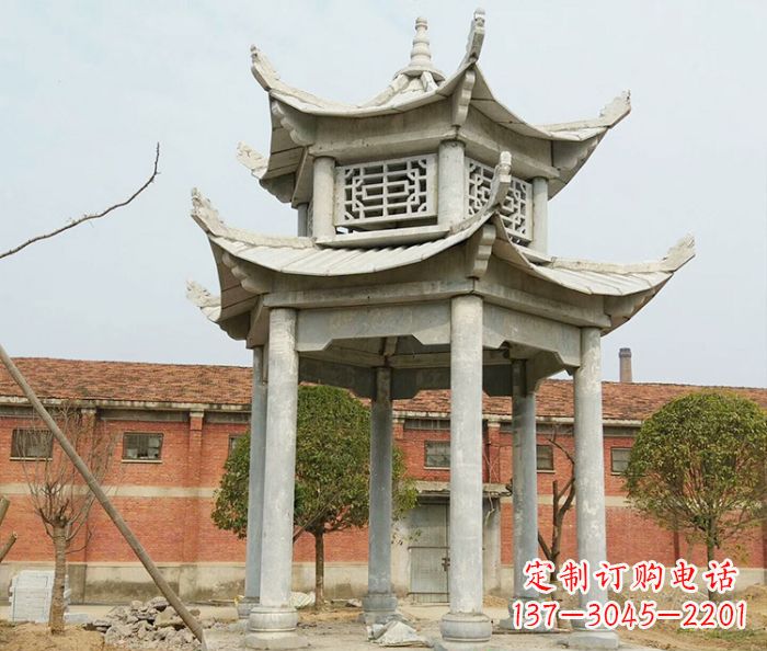 唐山园林仿古双层石雕凉亭 (2)